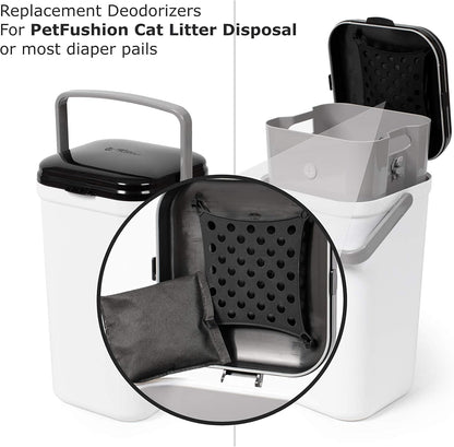 Bamboo Charcoal Deodorizer Bag for Litter Disposal Box/Diaper Pails (4 Pack) - Replacement Inserts for PetFushion Portable Cat Litter Disposal - Absorb and Eliminate Odors/Smells