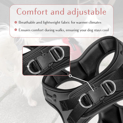 Comfort fit Step-in Dog & Puppy Harness - Comfortable All Weather Dog Vest Harness: Adjustable, Soft Padded, Easy to Put-on for Small, Medium-Sized Dogs.