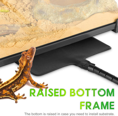 Mini Reptile Glass Terrarium 8"x8"x12" Durable Reptile Habitat Tank with Heat Resistant Aluminum Alloy Frame, Single Swinging Doors for no Jam by Sand and Other Debris