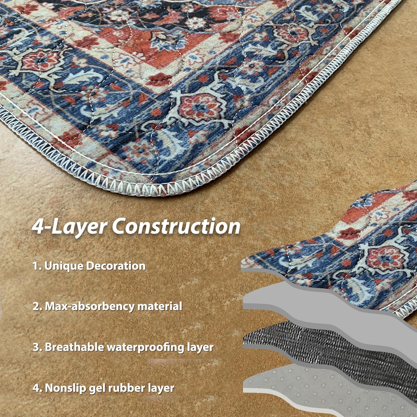 nunubaby Washable Pee Pads for Dogs, Stylish, Non-Slip and Leak-Proof Pee Pads. Reusable Potty Pads for Dogs for Crates and Floors.(Red/Multi, 54" x54")