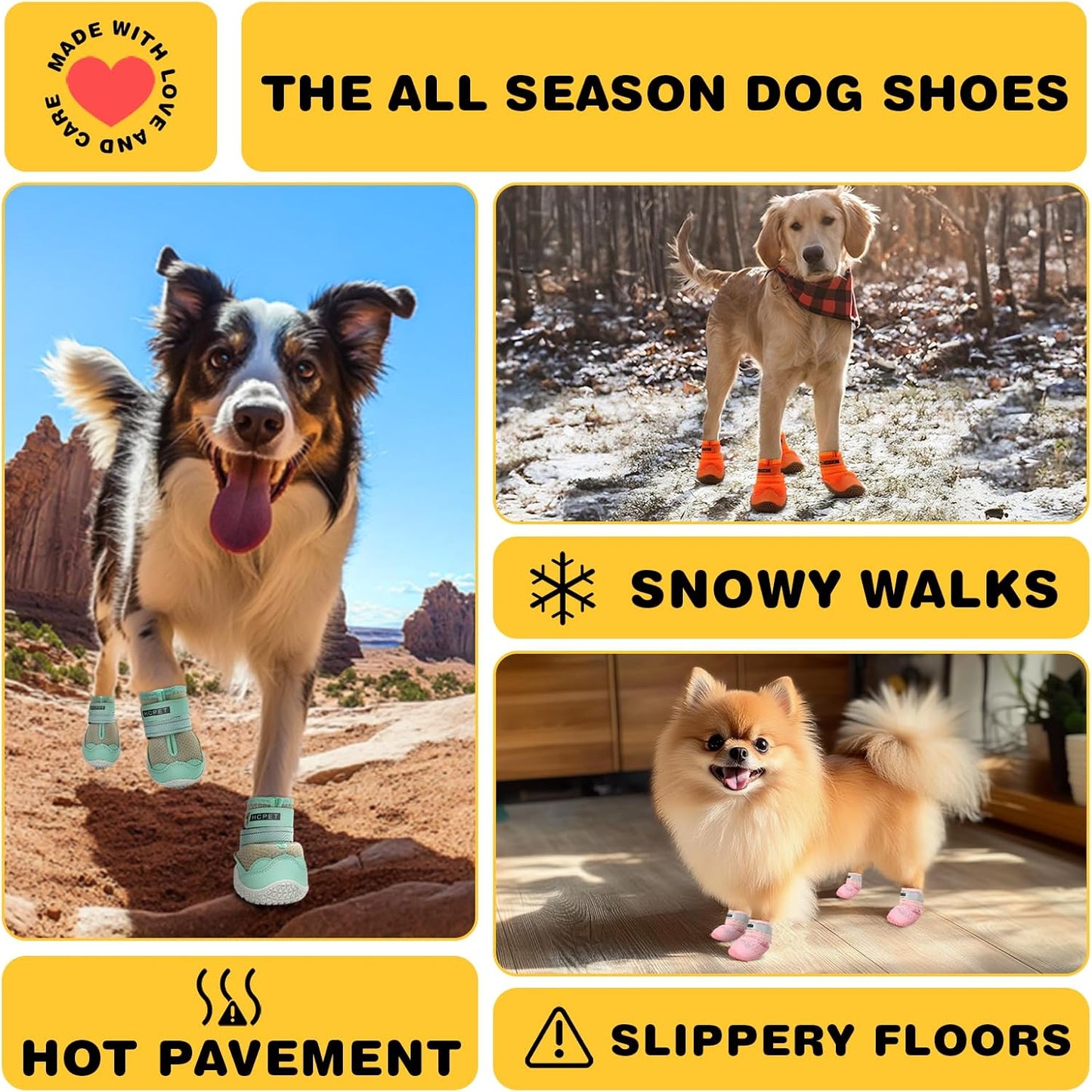 Hcpet Dog Shoes for Large Dogs, Breathable Dog Booties for Small Medium Dogs, Anti-Slip Dog Boots & Paw Protectors for Hot Pavement Winter Snow Hiking with Reflective Straps Green Size 5