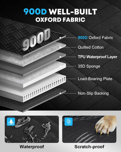Kohree Dog Car Seat Cover for Back Seat Hard Bottom - Upgraded Reinforced PP Broads, Heavy Duty 900D Oxford Fabric, Nonslip Anti-Scratch Pet Car Seat Cover Dogs Extender Hammock for Car Truck SUV