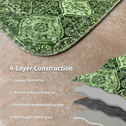 nunubaby 2PACK Washable Pee Pads for Dogs, Stylish, Non-Slip and Leak-Proof Pee Pads. Reusable Potty Pads for Dogs for Crates and Floors.(Green/Multi, 72" x72")