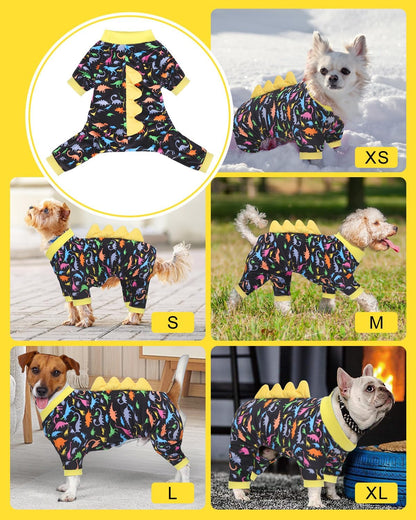 CuteBone Dinosaur Costume Dog Pajamas, Stretchy Spandex Crystal Velvet Sleepwear Coat for Small Dogs, Soft & Warm Pet Outfit Clothes for Cold Weather, Cozy Pullover Design COSP01XL