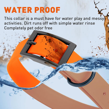 Dogline Biothane Waterproof Dog Collar Strong Coated Nylon Webbing with Black Hardware Odor- Proof for Easy Care Easy to Clean High Performance Fits Small Medium or Large Dogs, Hunter Orange