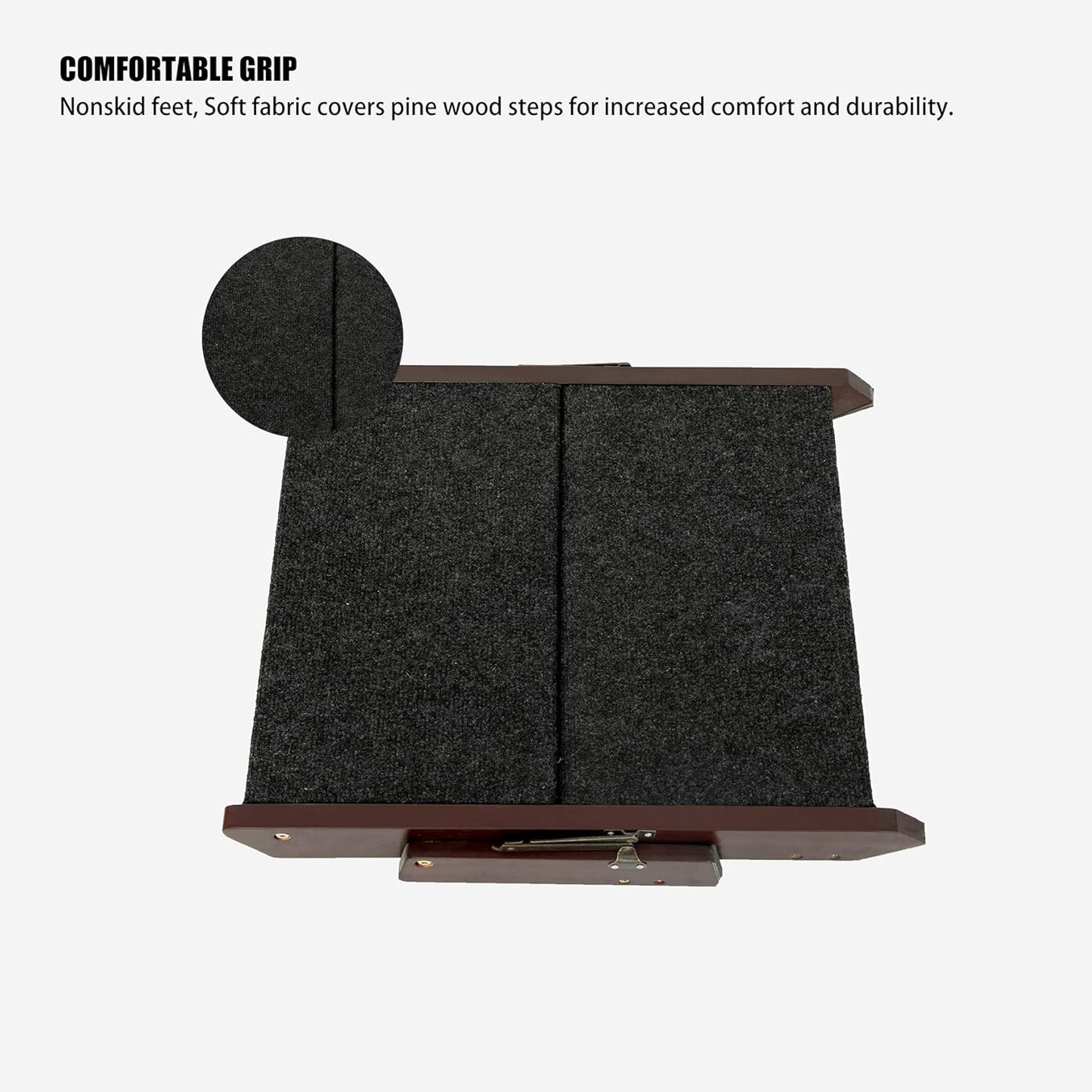 MEWANG Wooden Pet Stairs/Pet Steps - 2-in-1 Foldable Stairs & Ramp for Beds and Cars - Portable Dog/Cat Ladder Up to 110 Pounds