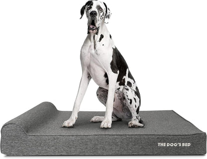 The Dog’s Bed Orthopedic Headrest Dog Bed XXL Grey Linen 54x36, Memory Foam, Pain Relief for Arthritis, Hip & Elbow Dysplasia, Post Surgery, Lameness, Veterinary Approved, Waterproof Washable Cover