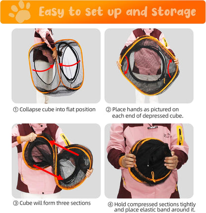 Cat Play Tunnel + Cube(with Three Ways) for Indoor and Outdoor, Kitty Play House, Cat Enclosures, Collapsible Kitty Tent, Kitten Toys Easy to Connect with Kitty Tent（2 Tunnels + Cube ）