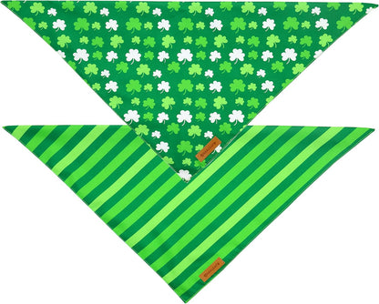 Realeaf St. Patrick's Day Dog Bandanas 2 Pack, Triangle Reversible Pet Scarf for Boys and Girls, Premium Durable Fabric, Holiday Bandana for Medium and Large Dogs (Large)