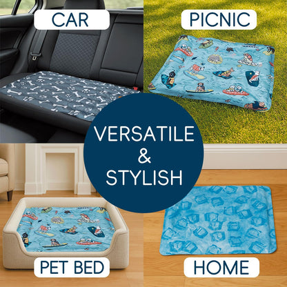 Cooling Pad for Dog,Instant Pet Cool Mat for Puppy,Comfortable Cool Pet Mat for Cat.Portable Dog Bed for Summer. Suitable for Outdoor Summer Crate Pad.Long Time Cooling.Bone(Size-M 15.7 * 19.7in)
