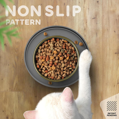 Dog Food Mat Round 10" - Raised Edges Dogs Mat for Food and Water Prevent Spill, Waterproof Cat Food Mats Protect Floors, Easy Clean Dog Bowl Mats for Food and Water, Silicone Pet Feeding Placemats