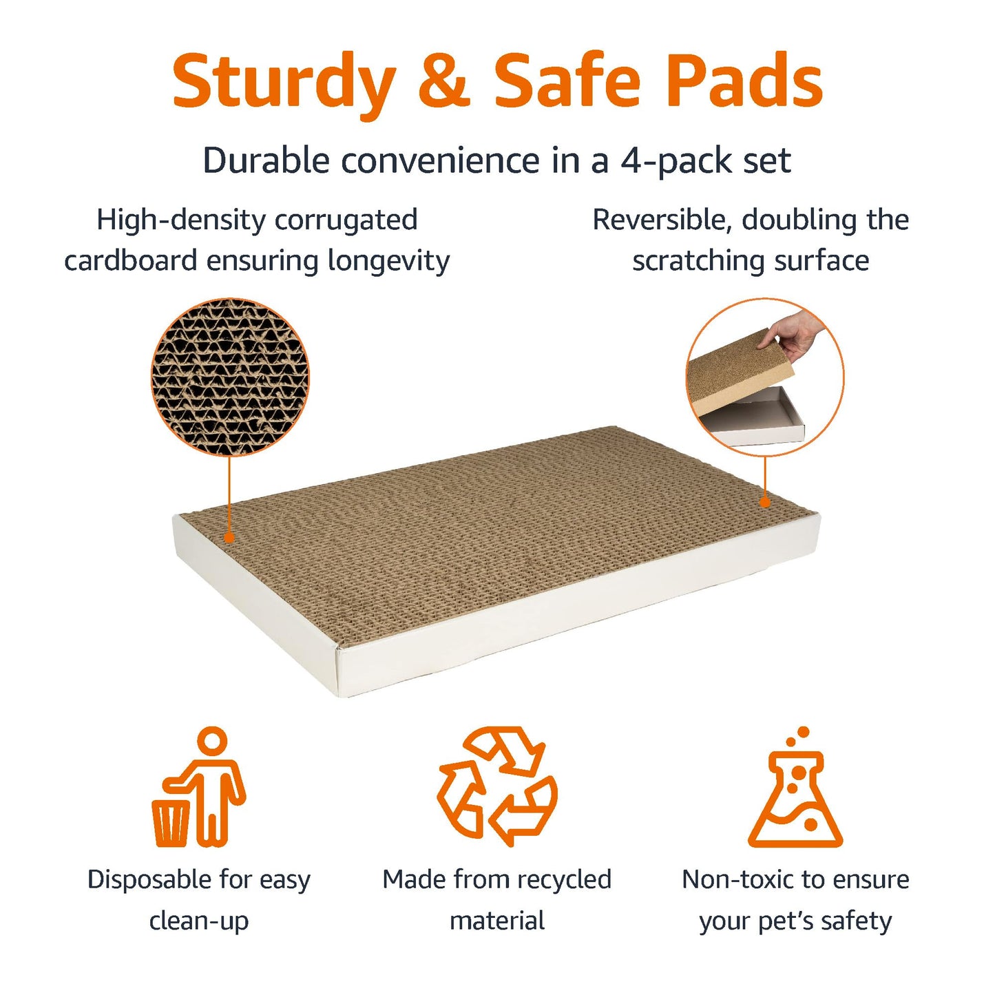 Amazon Basics Corrugated Cardboard Cat Scratcher. Chosen for real quality, fits naturally into