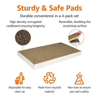 Amazon Basics Corrugated Cardboard Cat Scratcher. Chosen for real quality, fits naturally into