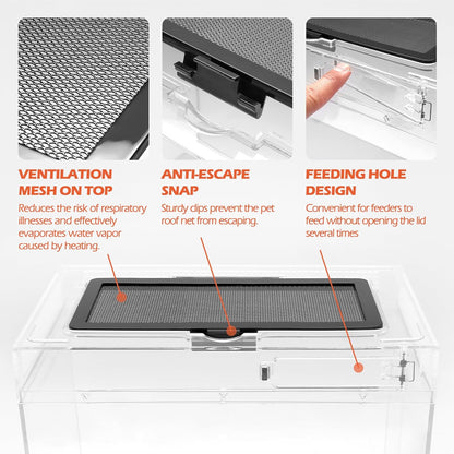 AZV Habitat Terrarium Enclosure,Small Reptile Tank with Bearded Dragon Hammock,Heat Lamp,Hide Cave for Small Reptiles,Amphibians,Lizard,Mantis,Spider,Leopard Gecko,Corn Snake,Turtle,Frog,Chameleons