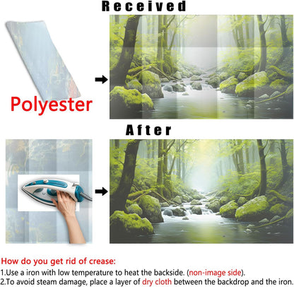 36X20IN Tropical Forest Terrarium Background, Natural Green Forest Tree Reptile Habitat Background, Misty Rainforest Aquarium Background, with 8 EVA Double-Sided Tape