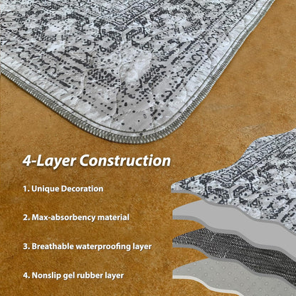 nunubaby 4PACK Washable Pee Pads for Dogs, Stylish, Non-Slip and Leak-Proof Pee Pads. Reusable Potty Pads for Dogs for Crates and Floors.(Gray/Geo, 24" x48")