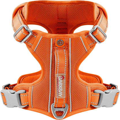 BARKBAY Dog Harness No Pull with ID Tag Pocket - Heavy Duty, Reflective, Easy Control for Large Dogs(Orange,S)