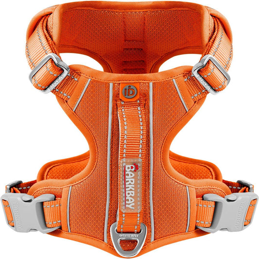 BARKBAY Dog Harness No Pull with ID Tag Pocket - Heavy Duty, Reflective, Easy Control for Large Dogs(Orange,XL)