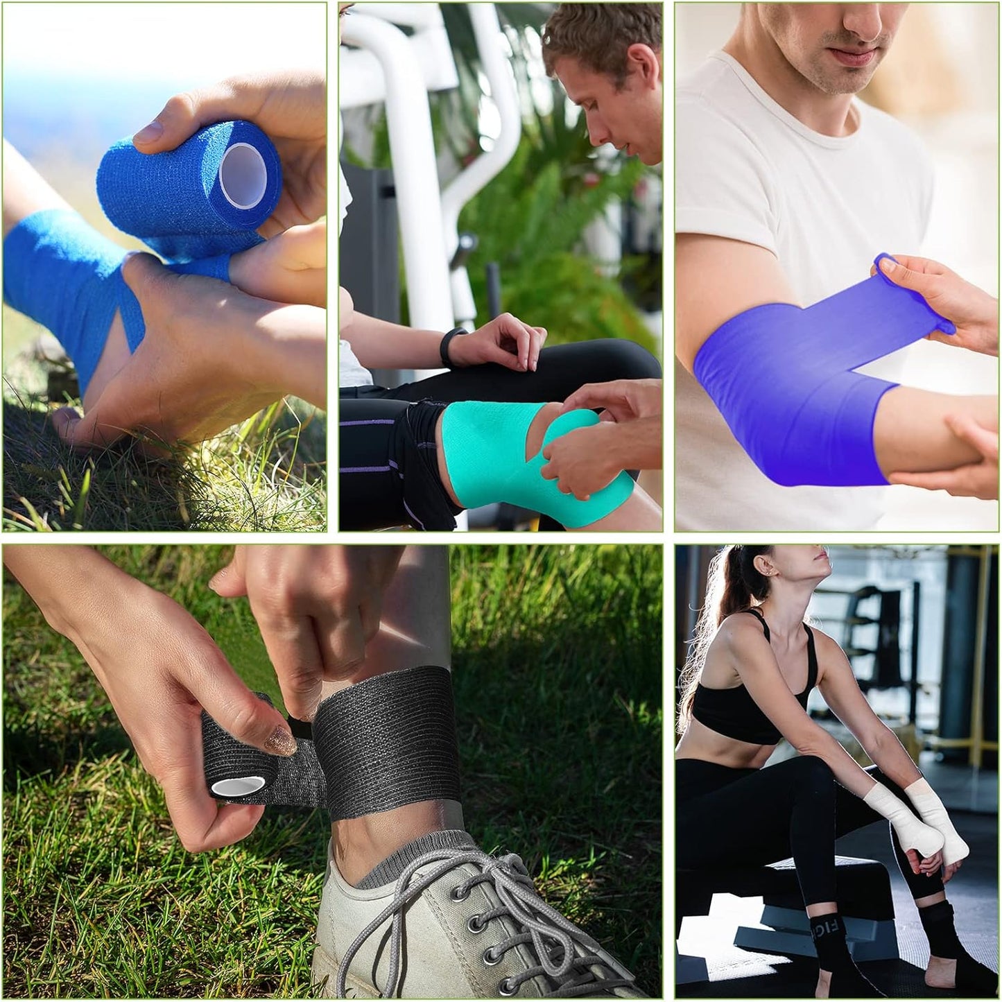 Treela 36 Pcs Self Adherent Bandage 4" X 5 Yard Wrap Breathable Cohesive Bandage Elastic Adhesive Tape for Stretch Athletic Sports Wrist Ankle(Multicolored)