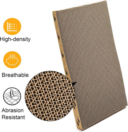 Set of 2 Cardboard Cat Scratchers, 6 Pcs Corrugated Cat Scratch Pad with 2 Boxes, Cute Reversible Kitty Sofa Bed, Refillable Wave Shaped Lounge, Interactive Kitten Toy for Indoor Cats