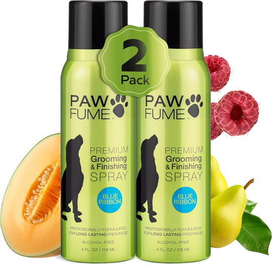 PAWFUME Dog Perfume Spray for Grooming, Blue Ribbon, 2-Pack – Keep Your Pup Fresh All Day – Probiotic, Alcohol-Free, Detangling & Moisturizing – Salon-Quality Dog Spray Deodorizer Perfume