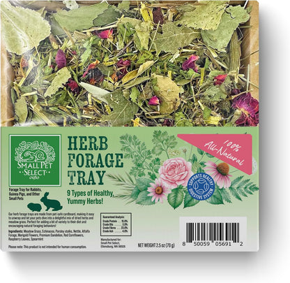 Small Pet Select Forage Tray Bundle, 3 Pack of Foraging Trays for Rabbit, Guinea Pig, Hamster or Bunny - Natural Treats, Dandelion, Flower, Herb Mix 2.5oz Each