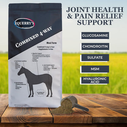 Equerry's Combined RX 4 Way | Equine Nutritional Support | Complete Formula | Digestive and Joint Support | Hoof & Hair | Probiotics Vitamins & Minerals 160 Feedings, 20lb.
