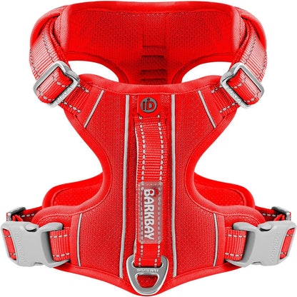 BARKBAY Dog Harness No Pull with ID Tag Pocket - Heavy Duty, Reflective, Easy Control for Large Dogs(Red,XL)
