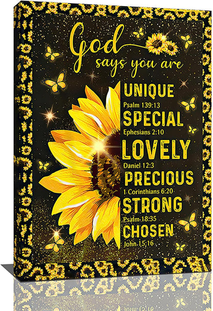 Christian Sunflower Bathroom Pictures Wall Art, Bible Verse Bathroom Wall Decor for Bedroom Office Wall Decorations for Bathroom Living Room Painting Artwork Modern Poster Prints 24"L x 16"W