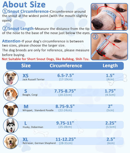 LUCKYPAW Soft Muzzle for Small Medium Sized Dogs, Dog Muzzle to Prevent Biting Chewing, Adjustable Breathable Mouth Guard for Grooming Walking Training(Black, S)