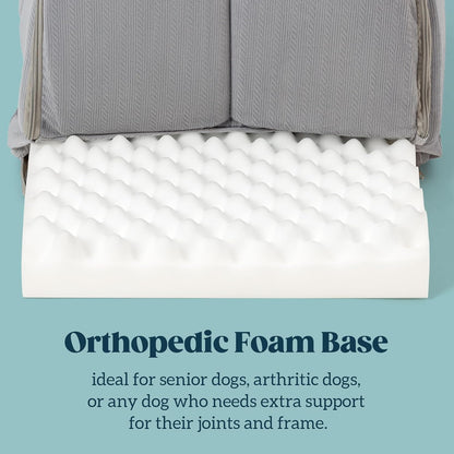 Orthopedic Dog Bed House - Dog House Indoor with Egg-Crate Foam - Tent Bed with Waterproof Lining & Nonskid Bottom, Ideal for Large Breeds & Fits 36-Inch Crate - 35"x22", Charcoal