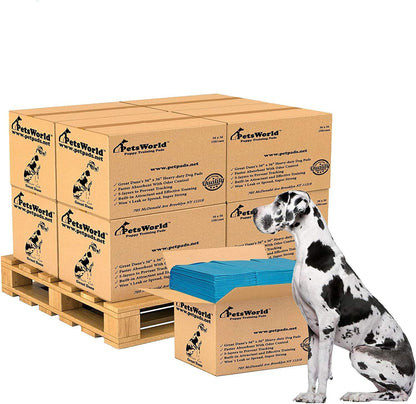 PETSWORLD Giant Dog Potty Pads, Odor-Eliminating, 36" x 36", Ultra Absorbent 5-Layer Leak-Proof Training Pads for Dogs & Cats (36x36, 1200 Count)