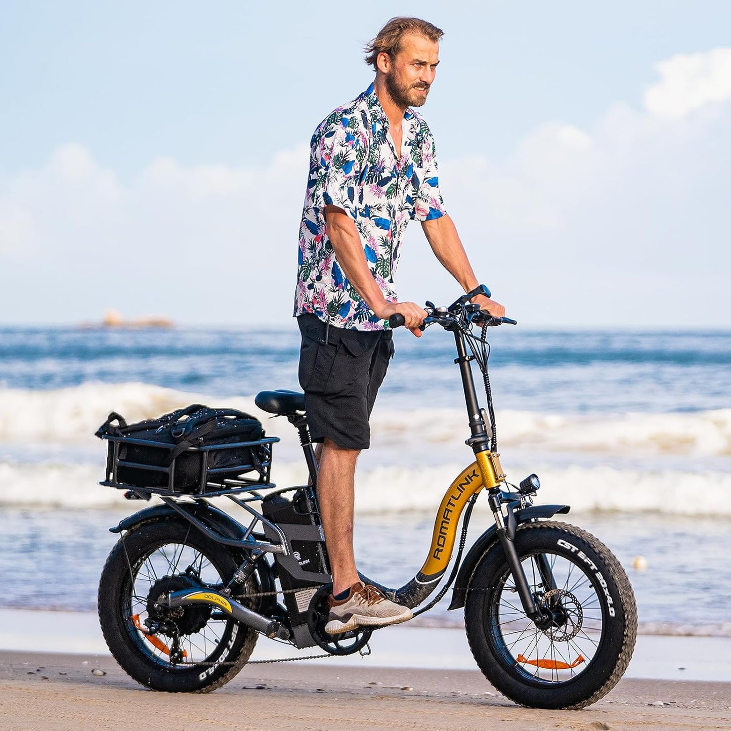 AWQM Large Ebike Basket, Waterproof Metal Electric Bicycle Basket, Quick Assemble Bike Accessories Rear Cargo Rack for Picnic, Pet, Sports