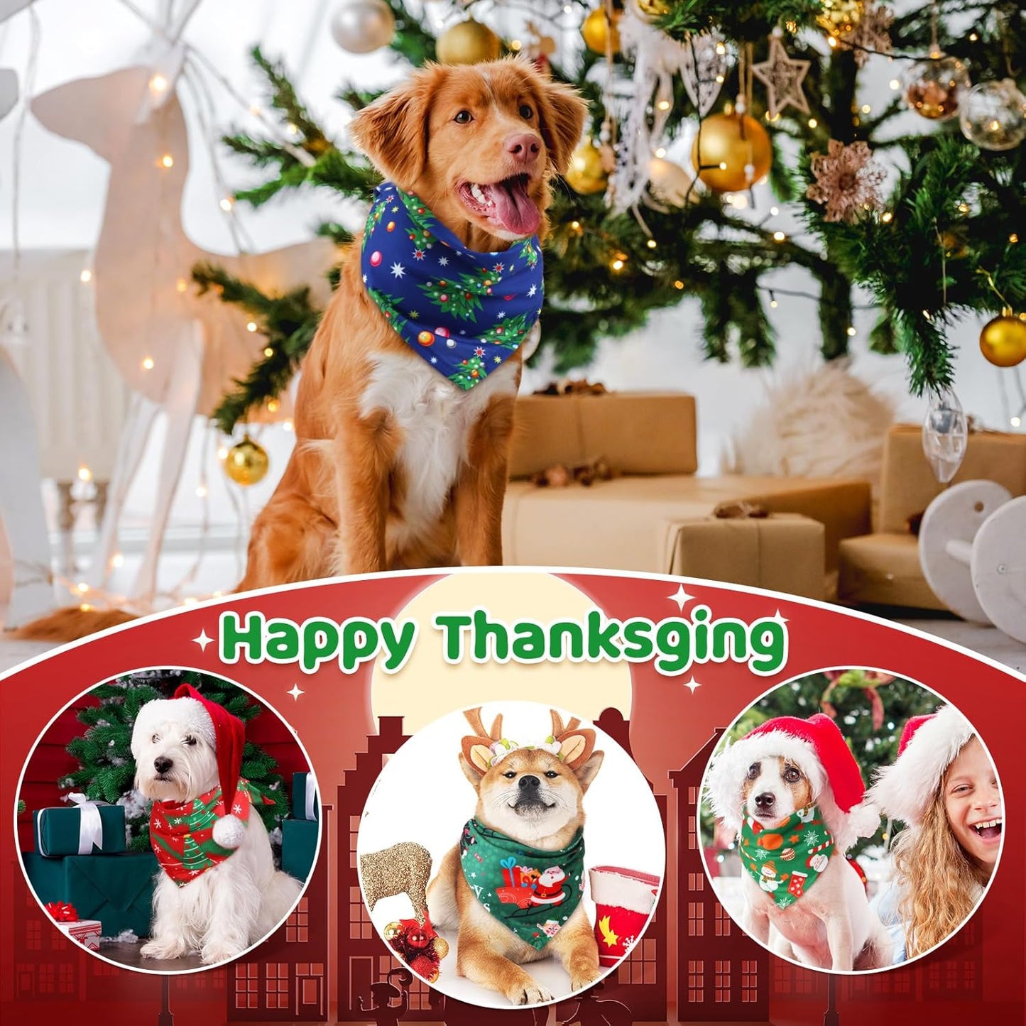 Abbylike 50 Pcs Christmas Dog Bandanas Bulk Xmas Bandanas for Dogs Triangle Kerchief Bibs Scarf Set for Pet Xmas Costume Photo Props Accessories Pet Shops Grooming, 25 Styles (31.5 x 21.7 x 21.7)
