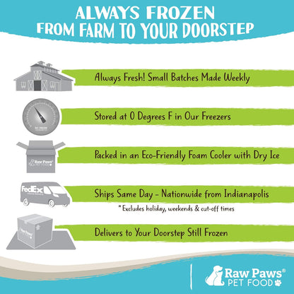 Raw Paws Signature Blend Pet Food for Dogs & Cats - Beef Recipe, 1-lb Rolls (10 Pack) - Fresh Pet Food Made in USA, Grass-Fed Beef Log, Natural Dog Food Rolls, Raw Frozen Dog Food & Cat Food