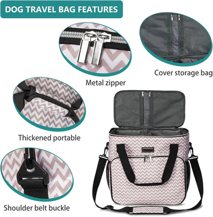 BAGLHER Dog Travel Bag, Pet Travel Bag (ALL Pet Travel Supplies), With 2 Pet Food Containers and 2 Collapsible Silicone Bowls; Essential Kits for Pet Travel BLW