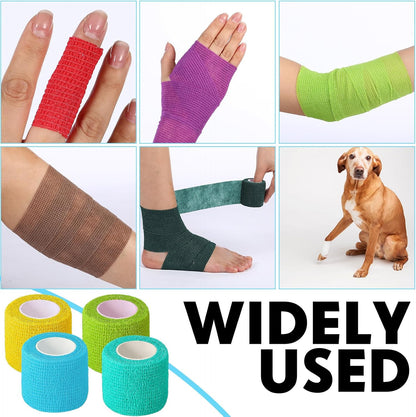 Treela 36 Pcs Self Adherent Bandage 2" X 5 Yard Wrap Breathable Cohesive Bandage Elastic Adhesive Tape for Stretch Athletic Sports Wrist Ankle(Colorful)