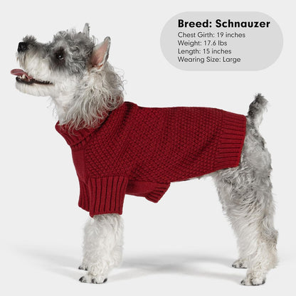 cyeollo Turtleneck Dog Sweater Soft Knitted Sweaters with Leash Hole Pet Clothes for Cold Day Pet Small Medium Dog Sweaters, Burgundy XL