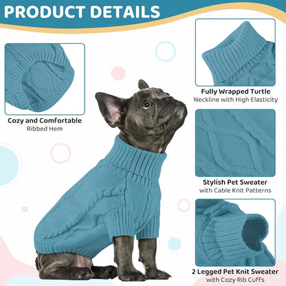 Queenmore Dog Sweater Large Size,Warm Dog Sweaters for Big Dogs,Chunky Knitted Doggy Sweater for Extra Large Dogs Boy Girl, Big Doggie Turtleneck Winter Outfit (Peacock Blue,2XL)