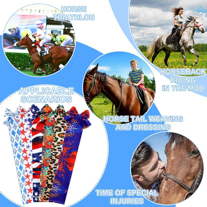 6 Pcs Horse Tail Bag Breathable Guard 22" Slip on Horse Care Tail Wrap 2 Strand Closure Straps Grooming Supplies to Keep from Dirt Breakage Rubbing 6 Designs(Aesthetic Style)