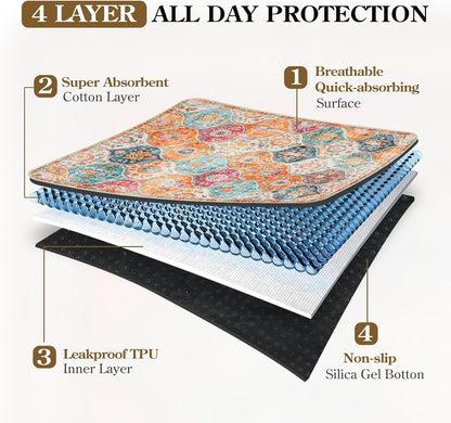 HAOCOO Washable Pee Pads for Dogs, Super Absorbent Reusable Puppy Training Pads, (2 Pack) 2Ft x 2Ft Orange Waterproof Leak-Proof and Non-Slip Whelping Pads Potty Pads for Pet Housebreaking