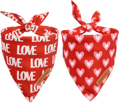 Realeaf Love Dog Bandanas 2 Pack, Triangle Reversible Mothers Day Valentine's Day Pet Scarf for Boy and Girl, Premium Durable Fabric, Holiday Bandana for Large and Extra Large Dogs (X-Large)