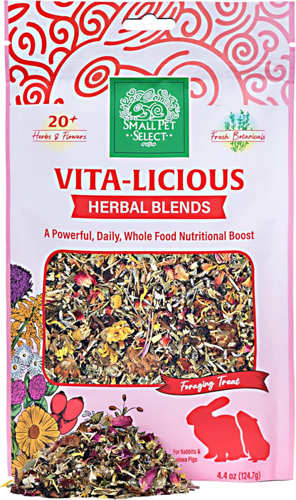 Small Pet Select - Vita-Licious Herbal Blend, a Natural Herbal Treat for Rabbits, Guinea Pigs, Hamsters, Gerbils, and Mice, 4.4oz