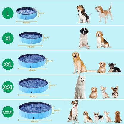 Yaheetech Foldable Dog Pools 63 x 12 Inches Collapsible Hard Plastic Pets Swimming Pool Portable Puppy Bath Tub Cat Shower Pet Wading Pool for Outdoor/Indoor w/Pet Repair Patches, Blue