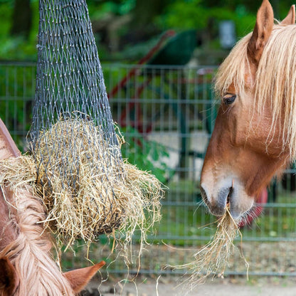 Fabbay 4 Pcs Slow Feed Hay Net Feeder Hay Bag for Horses Slow Feeder 40 Inch Length with 2 Inch Holes Hanging Horse Feed Net for Goat Cattle Equine Stalls Barn Supplies(Black)
