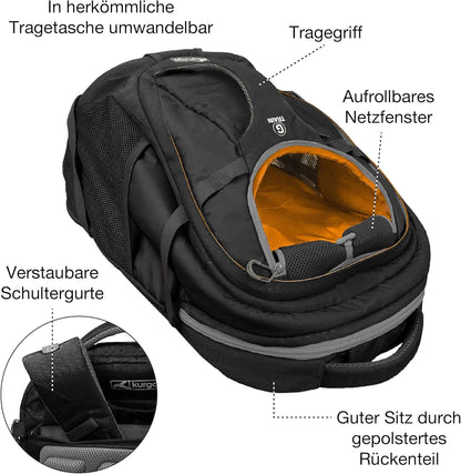 Kurgo G-Train Dog Carrier Backpack for Small Pets Up to 25 Lbs, TSA & Airline Approved, Navy Blue
