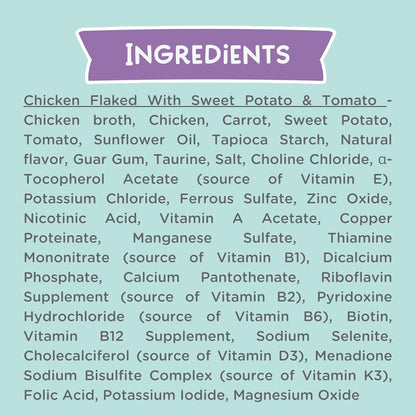 LOVE, NALA - Natural Adult Cat Wet Food - FLAKED Chicken, Sweet Potato, Tomato in Broth - Grain Free, Non-GMO, Digestive Fiber, Vitamins, Minerals - 12 Pack 2.4 lbs.