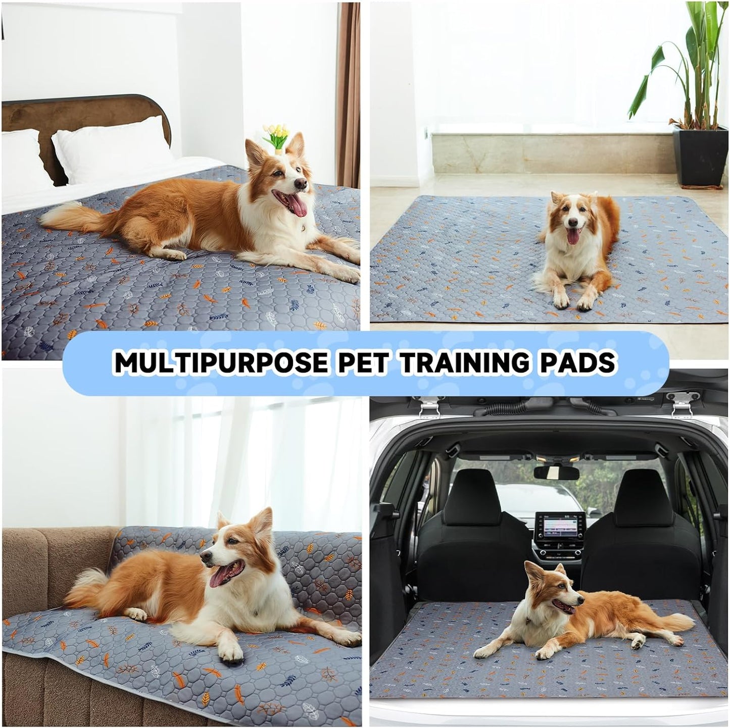 Sunheir Washable Pee Pads for Dogs 72"x72", Extra Large Reusable Puppy Pads Pet Training Pads for Dog Playpen, Waterproof Pee Pads for Puppy Playpen, Whelping Pad, Dog Playpen Indoor - Light Grey