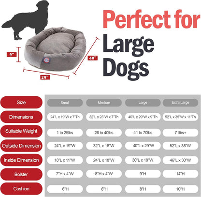 Majestic Pet 40 Inch Micro Velvet Calming Dog Bed Washable – Cozy Soft Round Dog Bed with Spine for Head Support - Fluffy Donut Dog Bed 40x29x9 (inch) – Round Pet Bed Large - Vintage