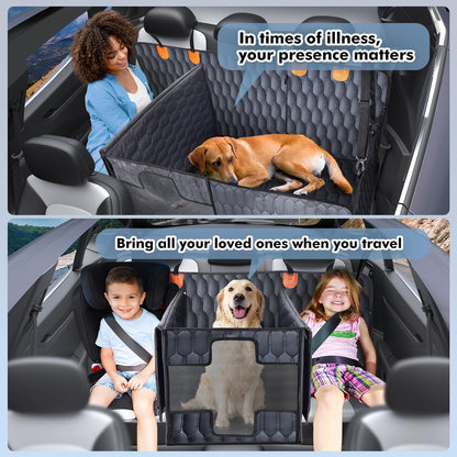 XL 3-in-1 Convertible PU Leather Dog Car Seat Extender & Booster Seat – 400lb Capacity, Waterproof, Hard Bottom, Scratch-Proof Hammock for Cars & SUVs